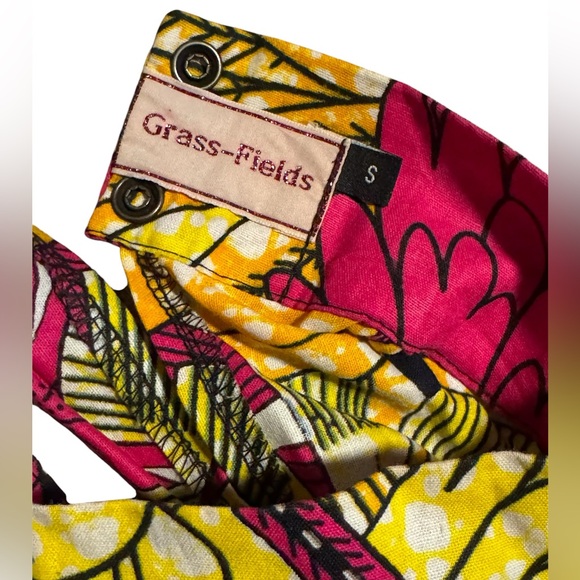 Grass-Fields African Print Halter Maxi Dress, Pink and Yellow, Small - Picture 3 of 10